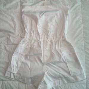 White strapless romper